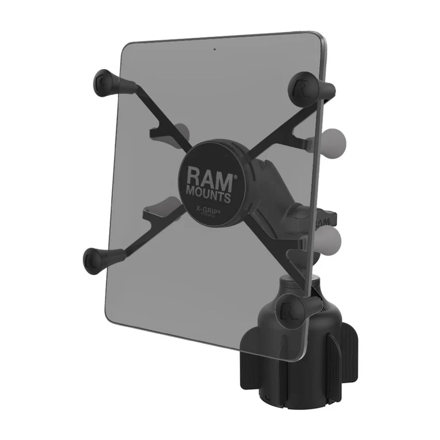 RAM Mounts X-Grip Fahrzeug-Halterung für 7-8 Tablets (Verbundstoff) - Mittlerer Verbindungsarm - Getränkehalter Basiskugel (Durchmesser 65,27 mm bis 88,9 mm) - B-Kugel (1 Zoll) – Produktansicht