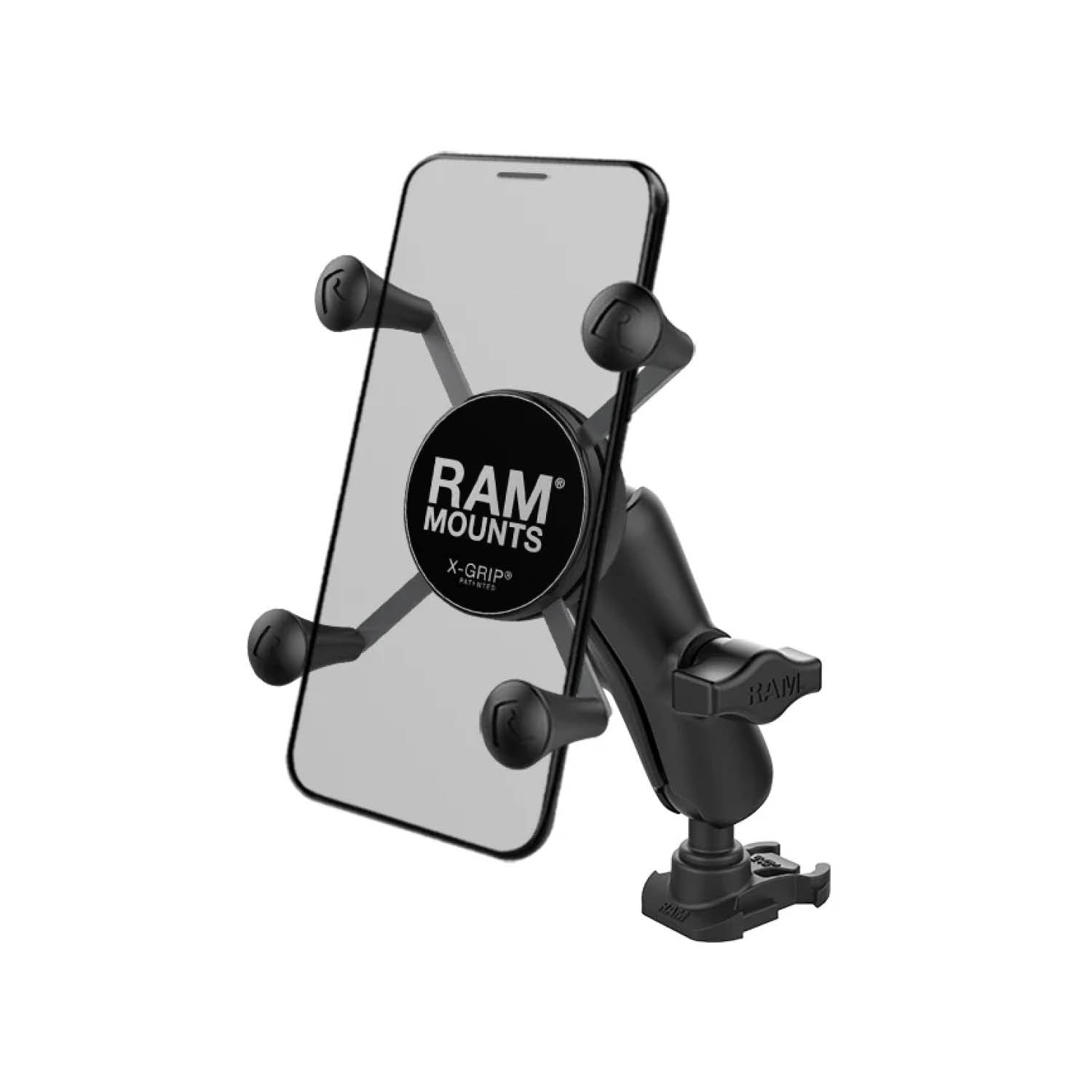 RAM Mounts X-Grip Smartphone Halterung für Original GoPro-Basis (Verbundstoff) - Bis 82,55 mm Breite - Mittlerer Verbindungsarm - GoPro Adapter Basiskugel - B-Kugel (1 Zoll) – Produktansicht