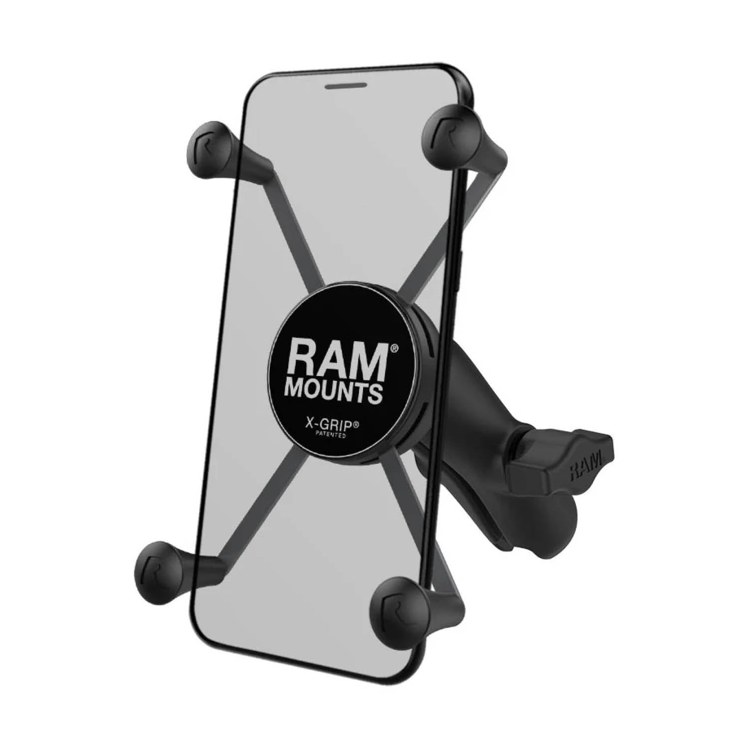 RAM Mounts X-Grip Set für Smartphones (Verbundstoff) - Bis 114,3 mm Breite - Mittlerer Verbindungsarm - B-Kugel (1 Zoll) – Produktansicht