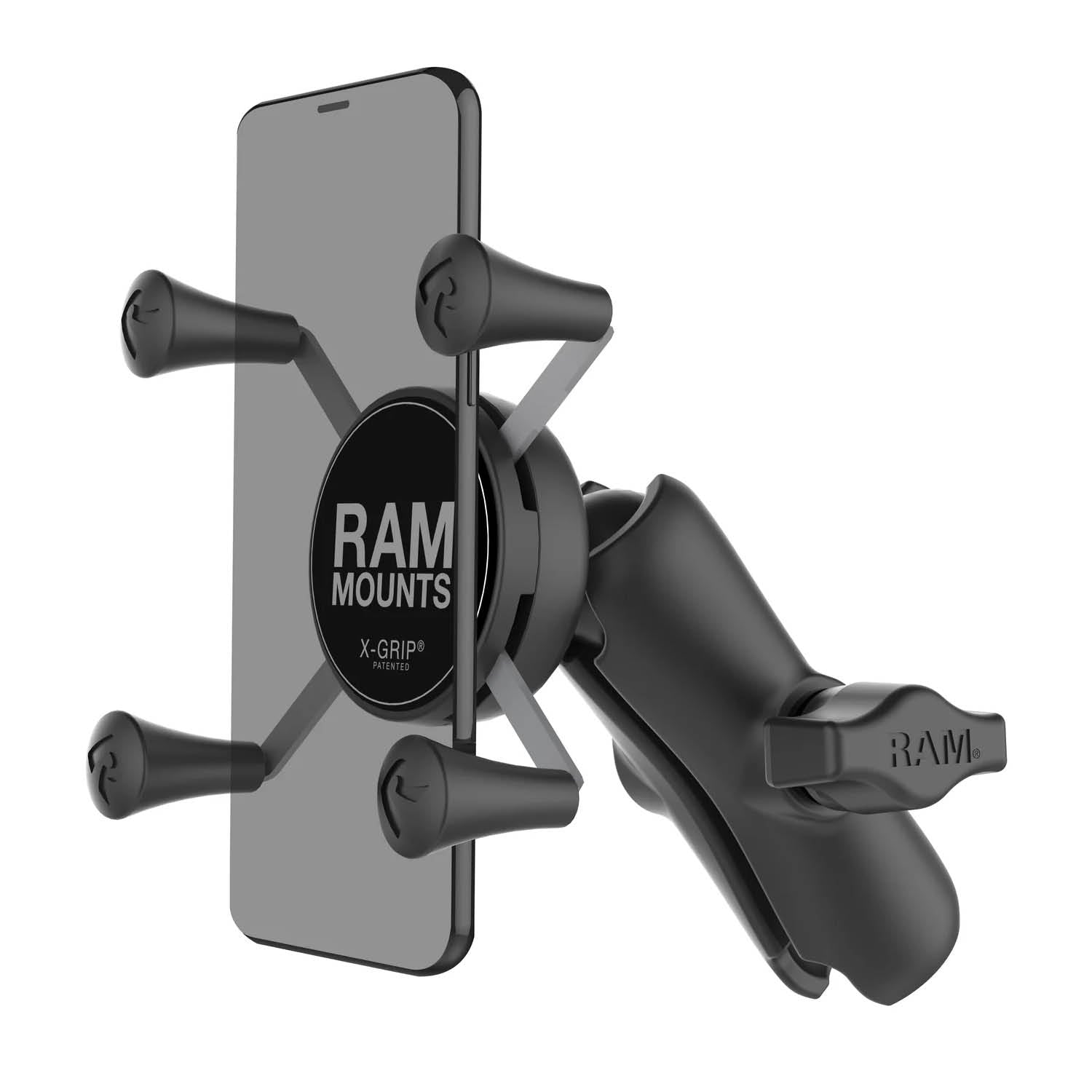RAM Mounts X-Grip Set für Smartphones (Verbundstoff) - Bis 82,55 mm Breite - Mittlerer Verbindungsarm - B-Kugel (1 Zoll) – Produktansicht