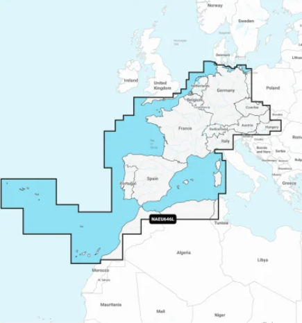 Navionics+ EU646L Central and Western Europe Digital Nautical Chart Large