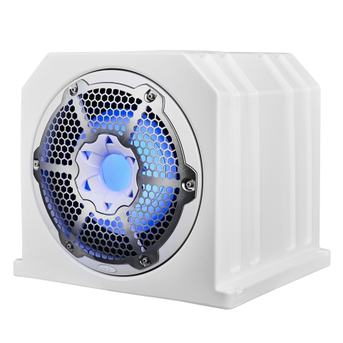 DS18 Subwoofer mit Gehäuse 10" weiß mit LED / NXL-10SUBLD/W