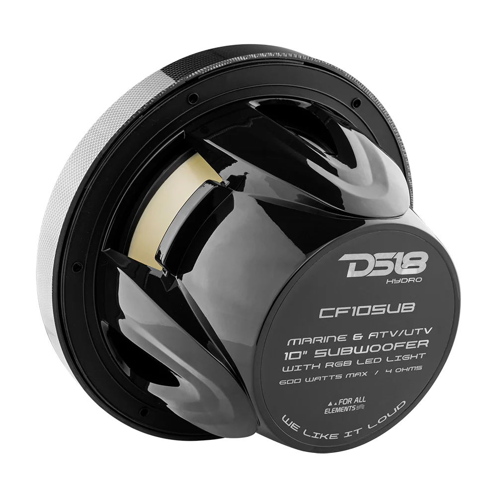 DS18 Subwoofer 10 Zoll carbon mit LED – CF-10SUB – Produktansicht 6