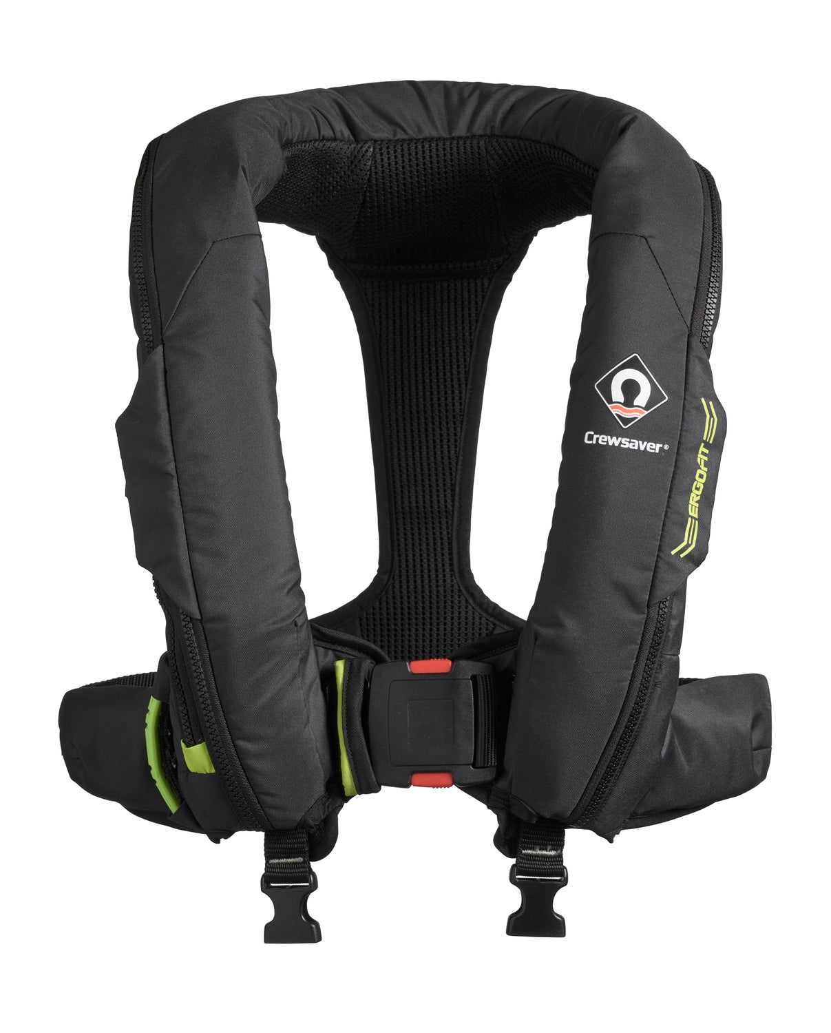 Crewsaver ErgoFit 290N Automatik-Rettungsweste mit Harness, Beleuchtung und Spraycap für Erwachsene schwarz/hellgrün – Produktansicht