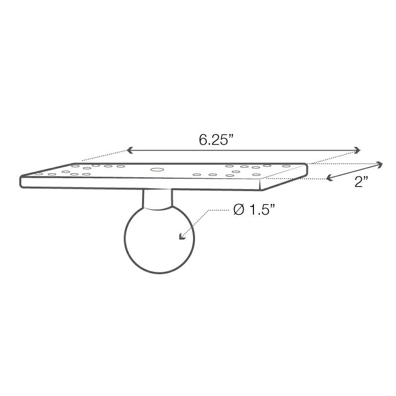 RAM-Mounts (1,5 Zoll) C- Kugel Plattform (158x50mm), Universalplatte Echolote