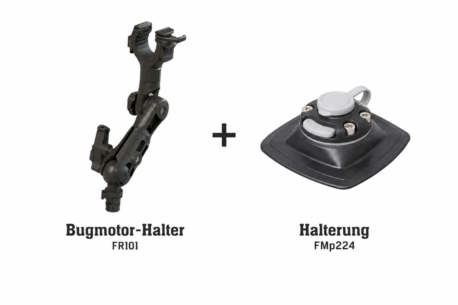 Set: Trolling E-Motor Support + Halterung [PVC Basis] (110x110 mm) für Schlauchboot