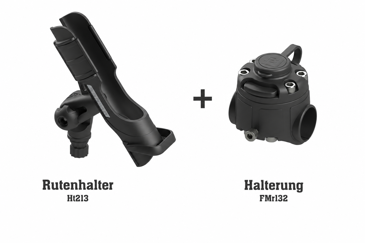 Set: Fasten Rutenhalter + Halterung [Rohr Basis] (Ø30/32mm) für Boote mit Reling