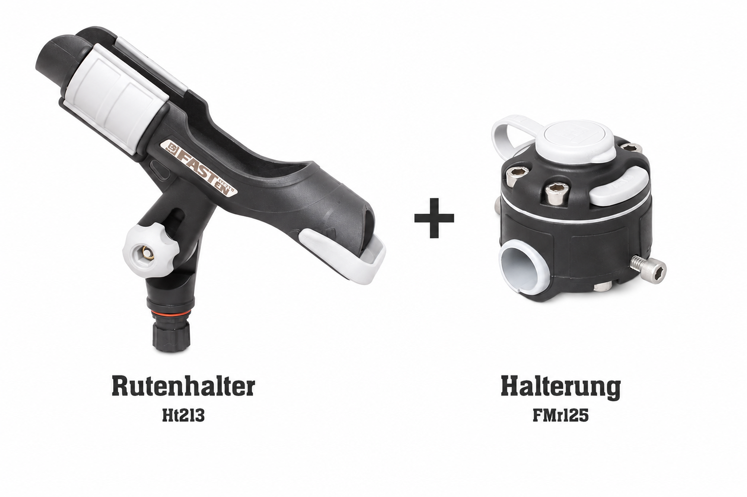 Set: Fasten-Rutenhalter und Fasten-Halterung [Rohr Basis] (Ø  22 /  25 mm) für Boote mit Reling