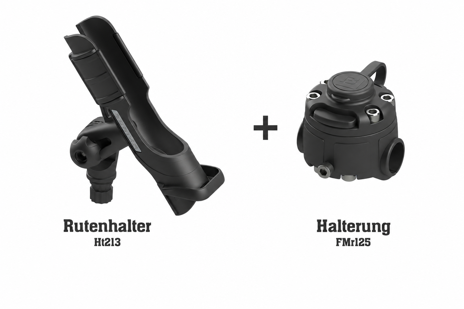 Set: Fasten-Rutenhalter und Fasten-Halterung [Rohr Basis] (Ø  22 /  25 mm) für Boote mit Reling