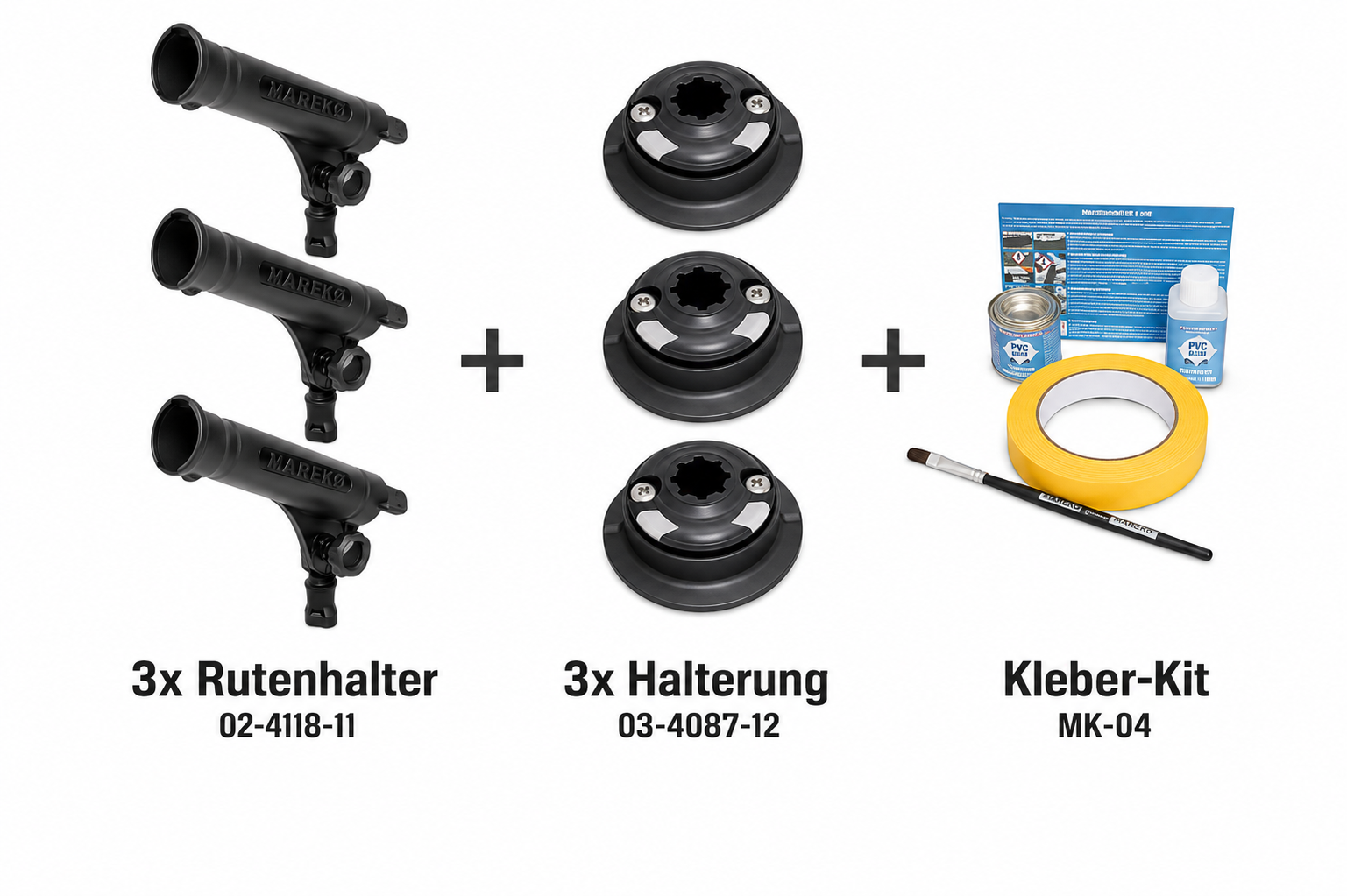 Set: Railblaza 3x Rod Tube Rutenhalter +  3x Quickport + Kleber-Kit, Belly Boot