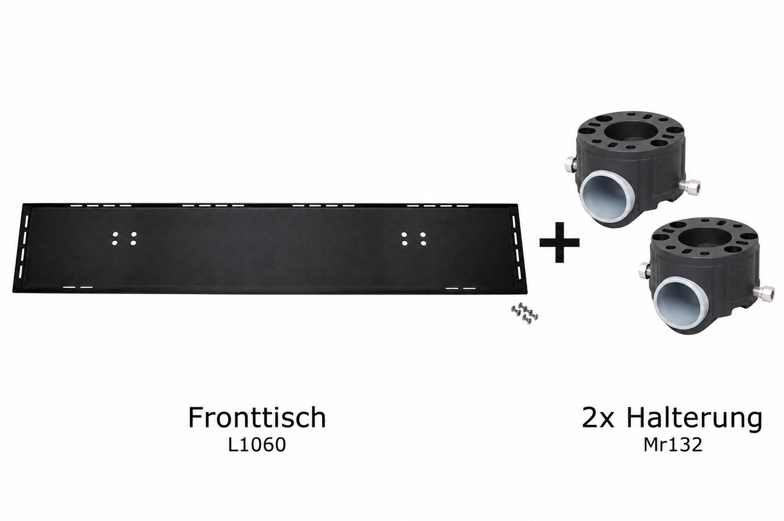 Set: Fronttisch für Bellyboat (1200x200mm) + 2x Rohrhalter (Ø30/32mm) Rundrohr