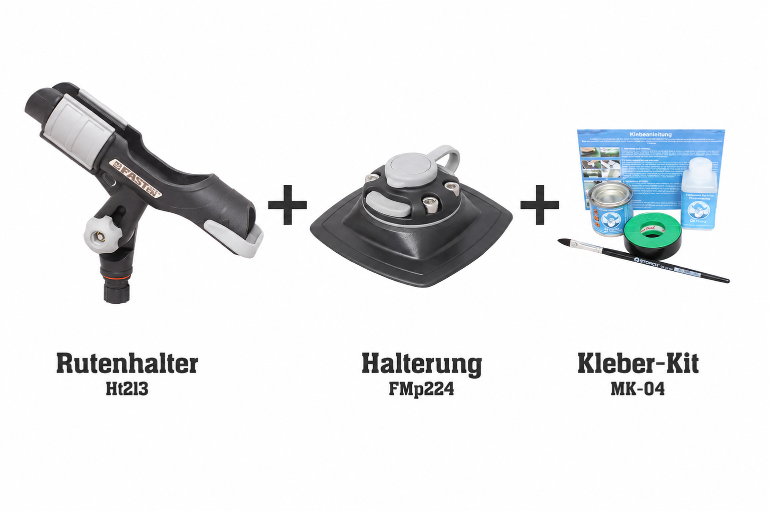 Set: Fasten Rutenhalter + Halterung [PVC Basis] (110x110mm) + Kleber Kit
