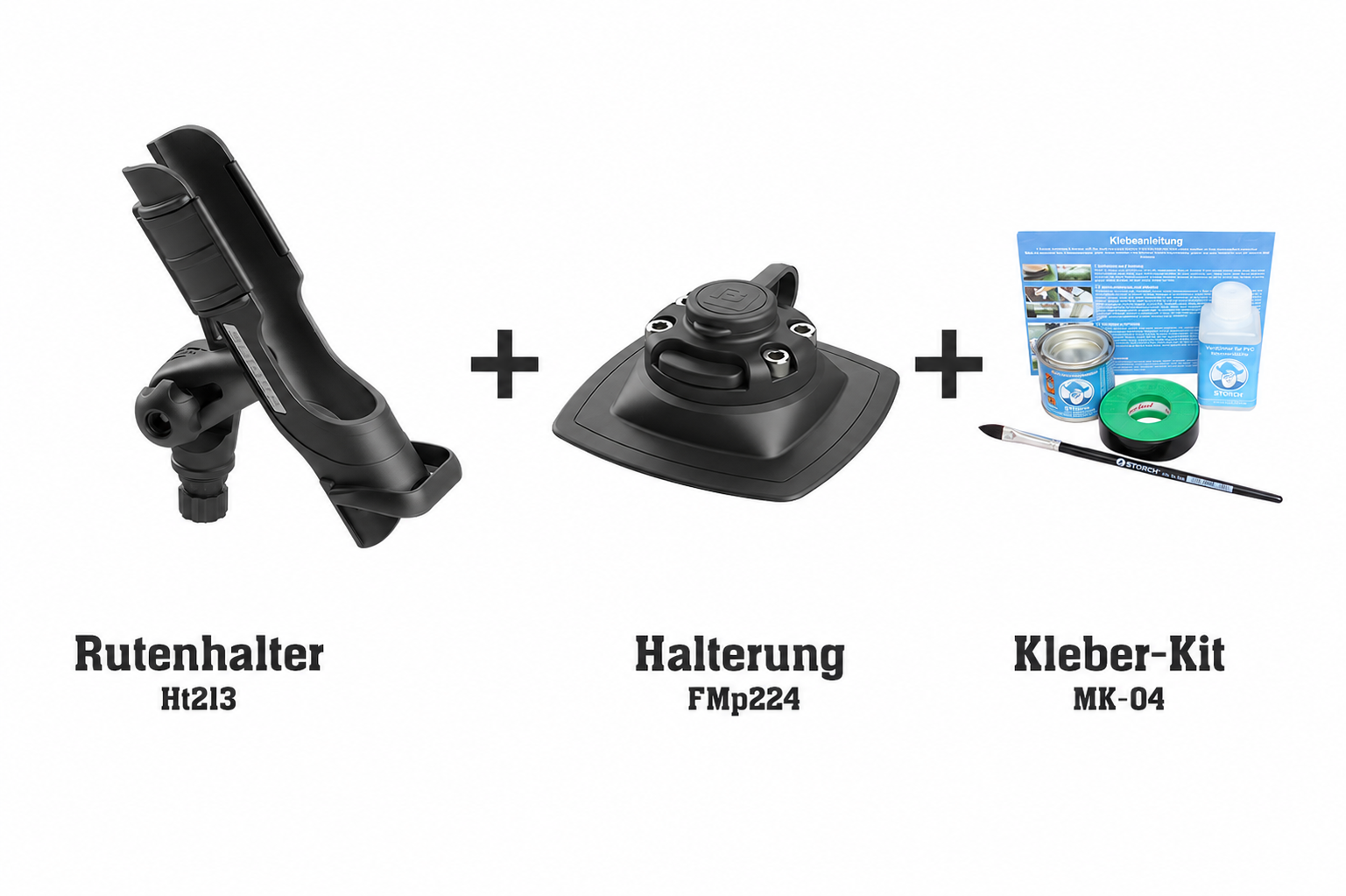 Set: Fasten Rutenhalter + Halterung [PVC Basis] (110x110mm) + Kleber Kit
