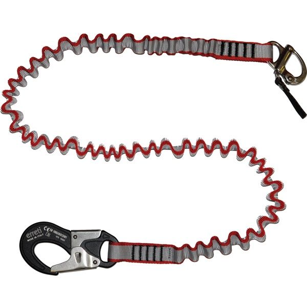 erreti Lifeleine elastisch B=25mm L=2m mit je einem Aluminium/rostfreiem Stahl Sicherheitskarabinerhaken ISO12401 – Produktansicht