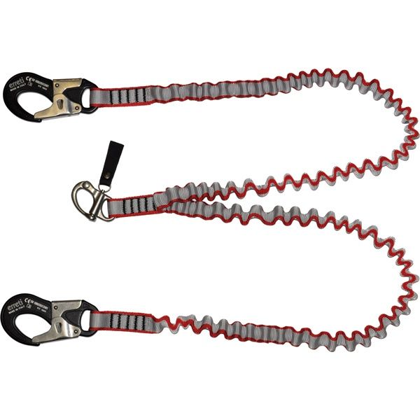 erreti Lifeleine elastisch B=25mm L=2m + 2m mit zwei Aluminium und einem rostfreiem Stahl Sicherheitskarabinerhaken ISO12401 – Produktansicht