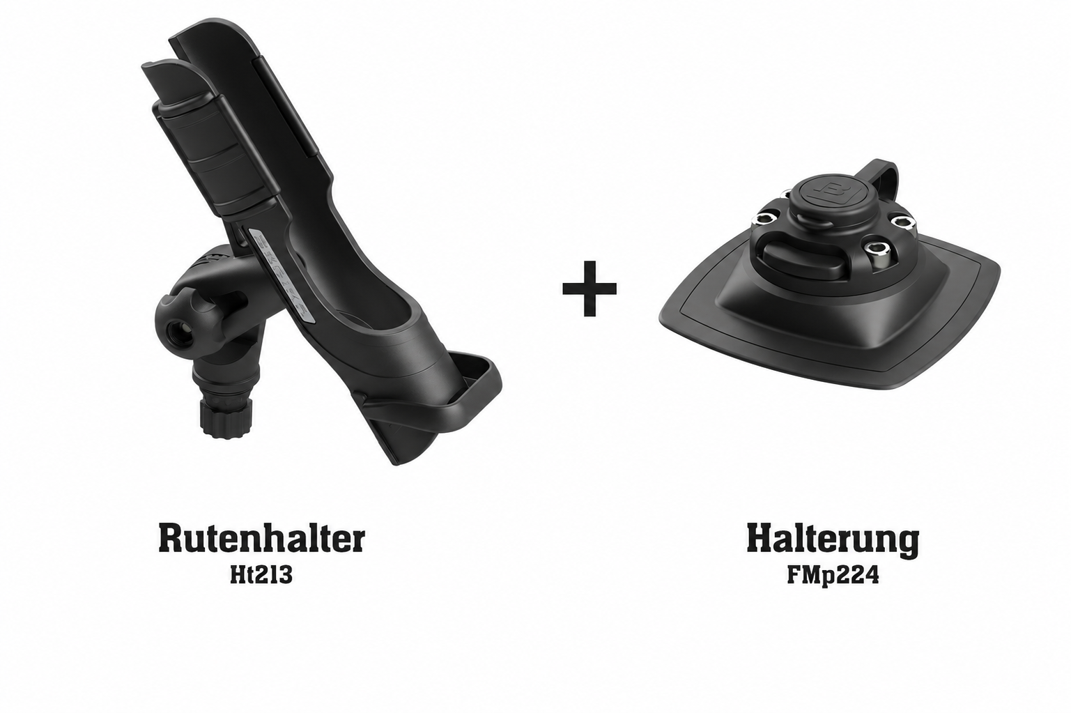 Set: Fasten-Rutenhalter + Halterung [PVC Basis] (110 mm x 110 mm) für Schlauchboote