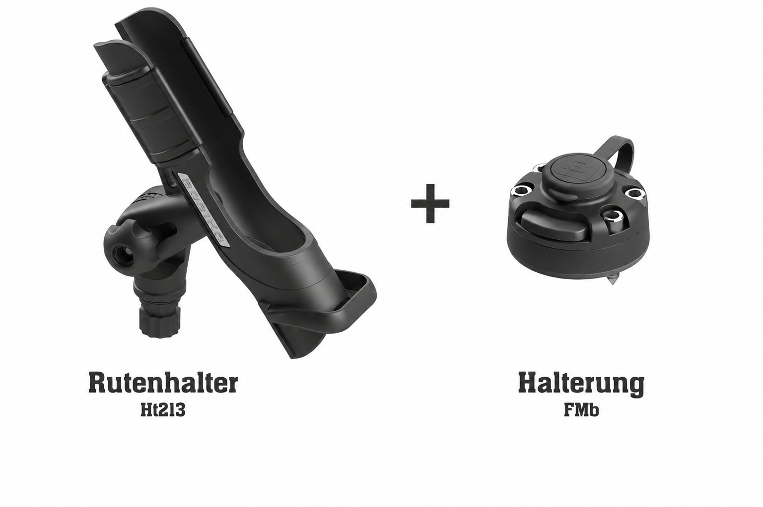 Set: Fasten Rutenhalter + Halterung [Runde Basis] für Holz, Alu, Plastik und Gfk