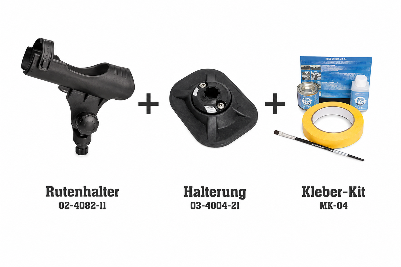 Set: Railblaza Rod Holder R + Halterung RibPort + Kleber Kit, Montage: Kleben