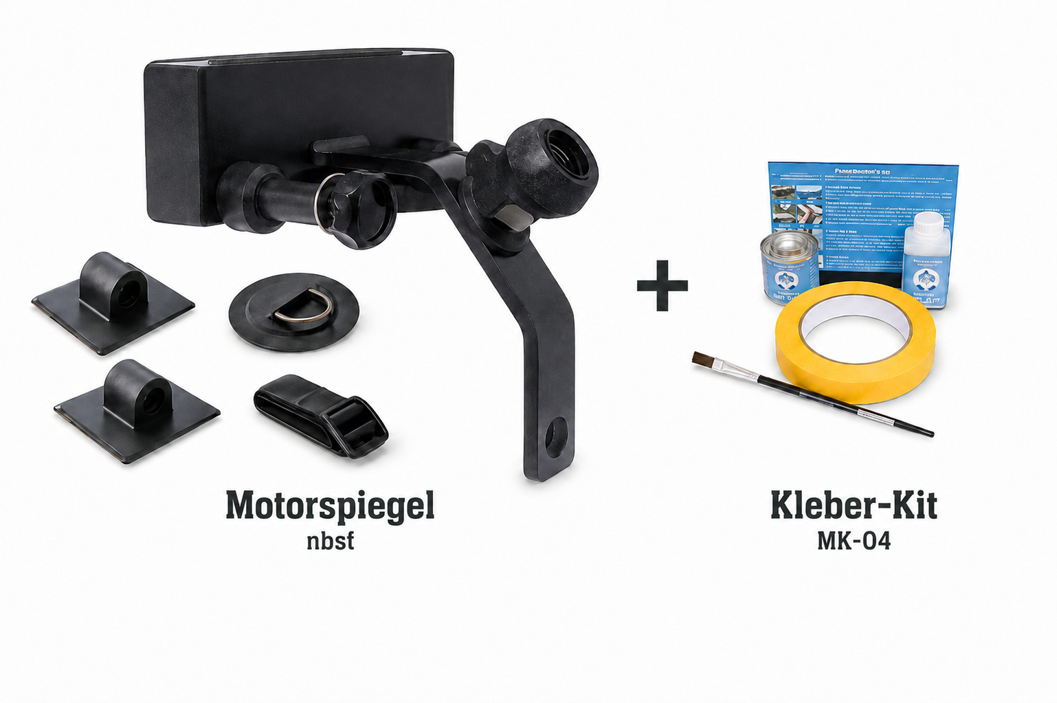 Set: Motorhalterung für Bellyboote mit spitzem Bug + Fasten Halterung + Kleber