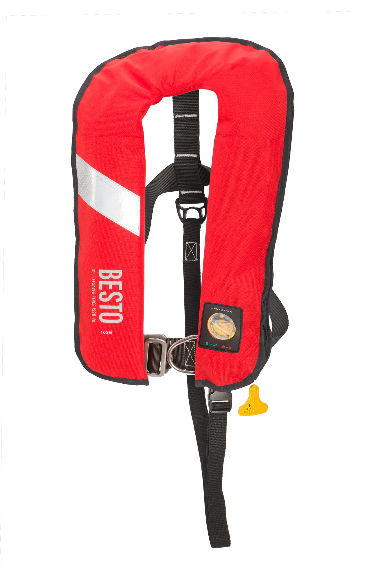 Besto 165N automatische Rettungsweste mit Harness mit Hammar-Auslösung, Rot – Ansicht 2