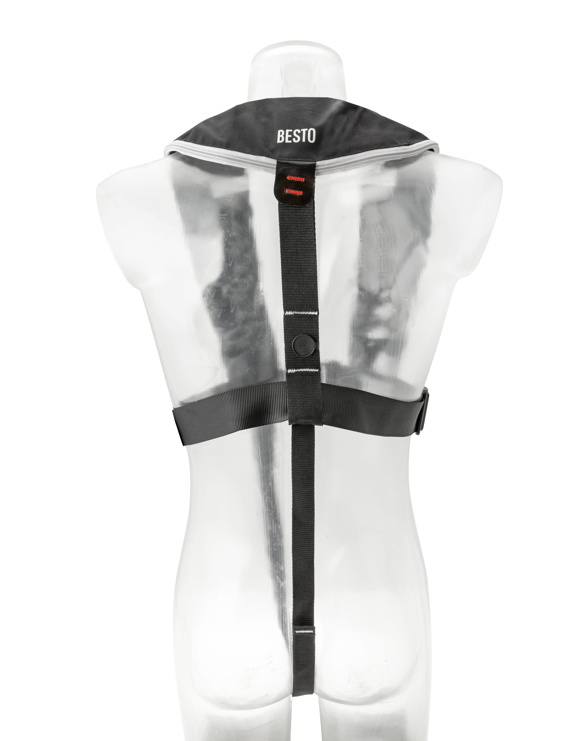 Besto Comfort Fit 180N automatische Rettungsweste mit Harness, Schwarz/Grau – Ansicht 3