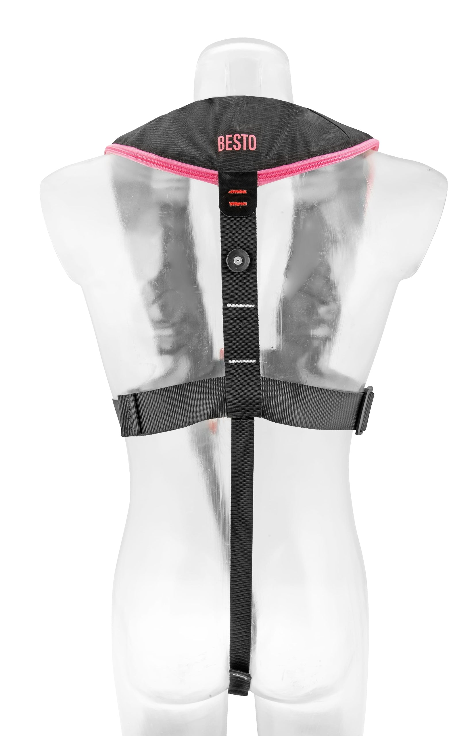 Besto Comfort Fit 180N automatische Rettungsweste mit Harness, Schwarz/Rosa – Ansicht 3
