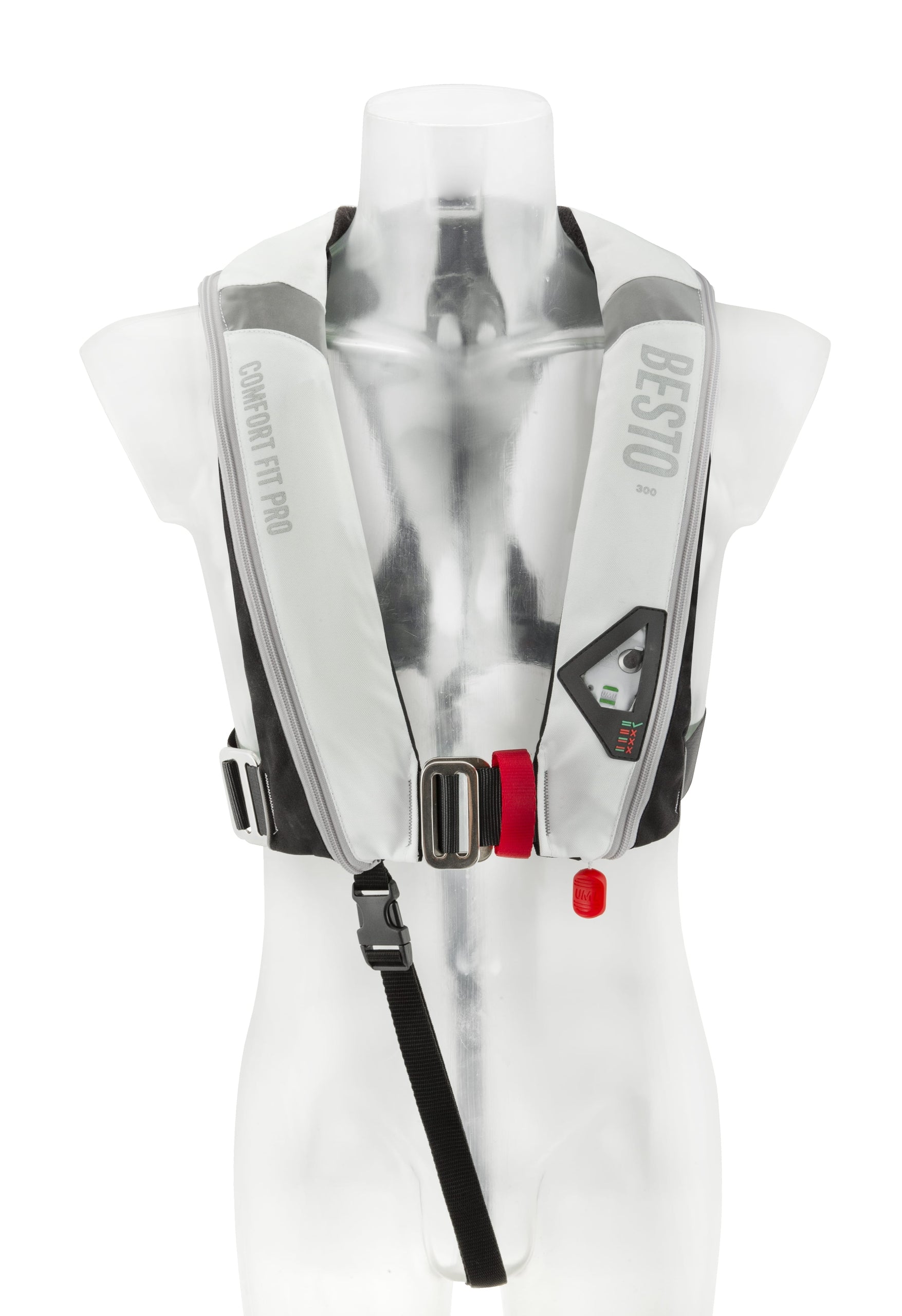 Besto Comfort Fit Pro 300N automatische Rettungsweste mit Harness, Weiß/Schwarz – Ansicht 2