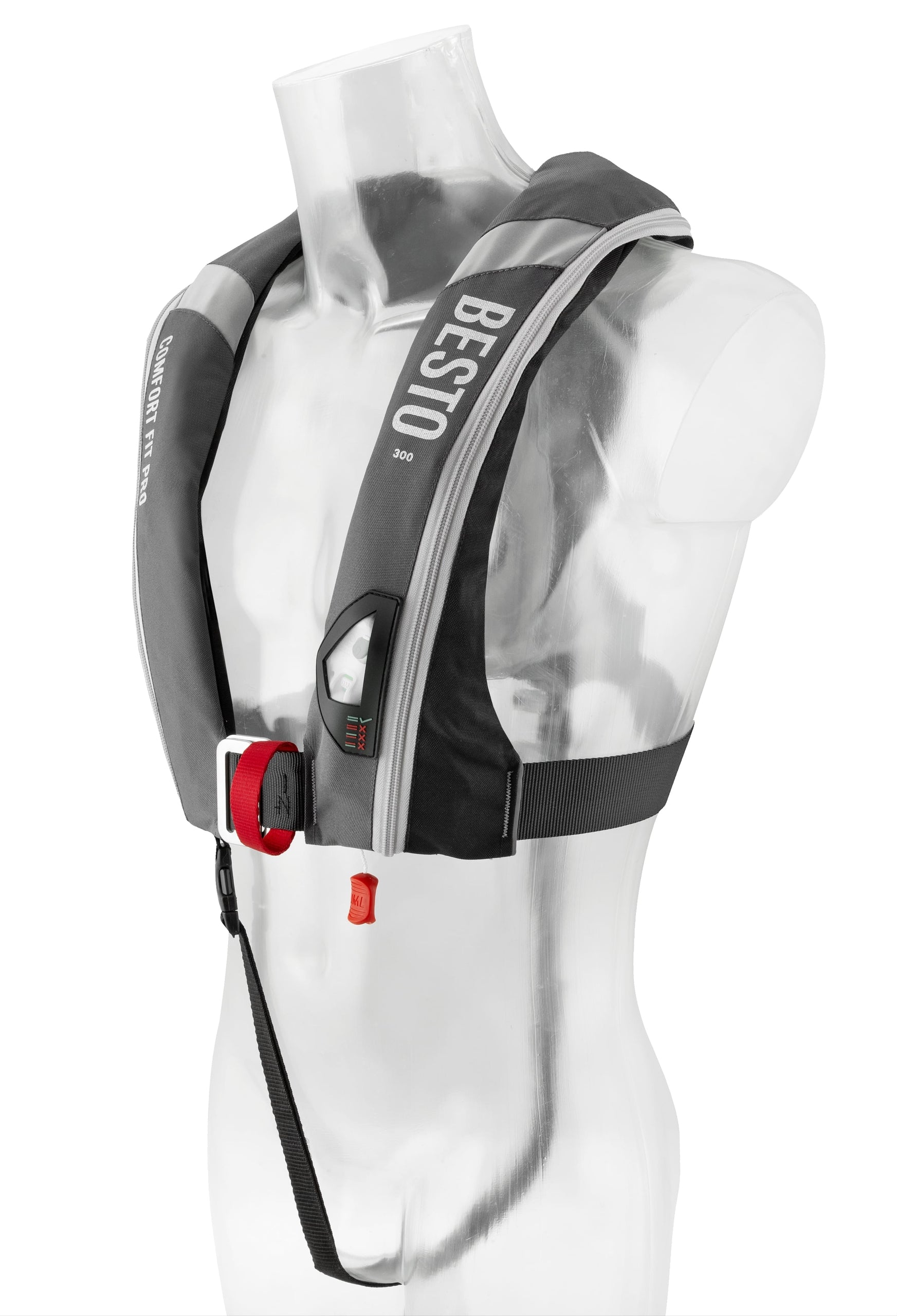 Besto Comfort Fit Pro 300N automatische Rettungsweste mit Harness, Anthrazit/Schwarz – Ansicht 3