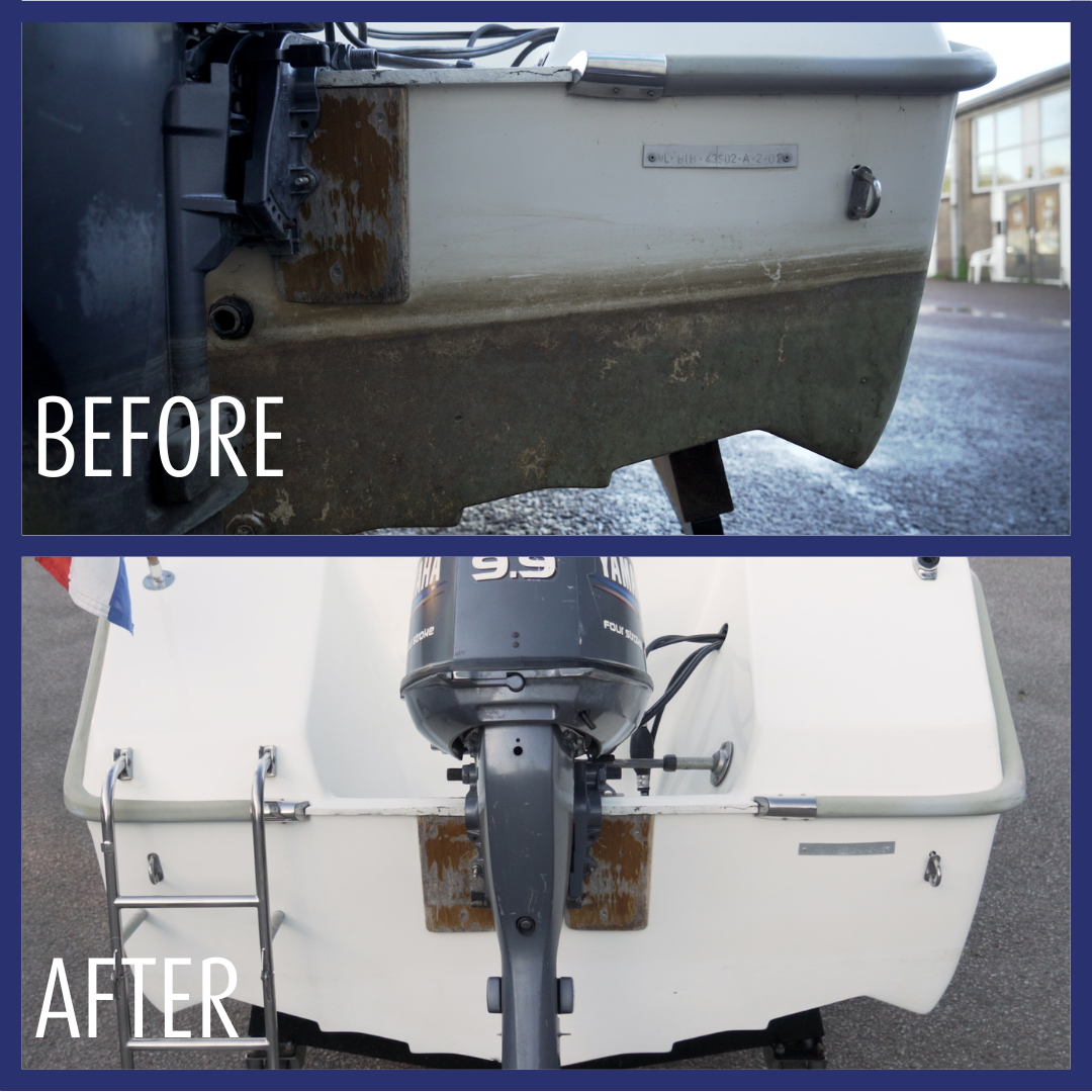 ProFa Clean Unterwasserschiff-Starterset mit Besenbürste – Anwendung am Boot 2