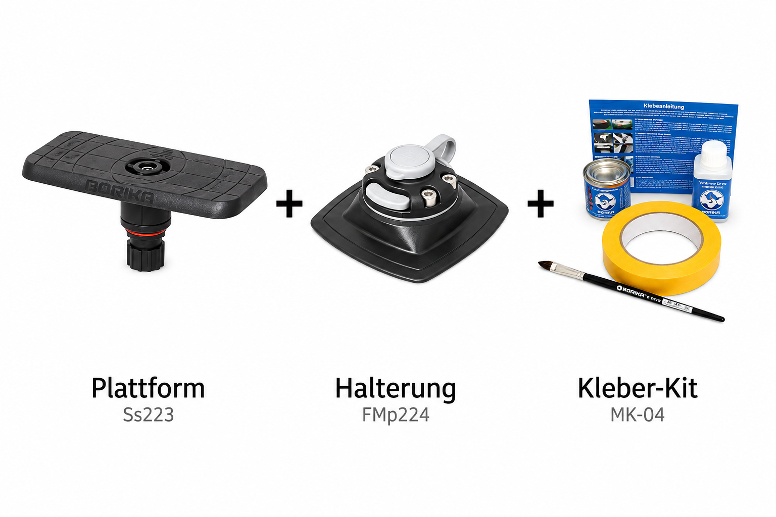 Set: Fasten Plattform (164x68mm) + Halterung [PVC Basis] (110x110mm) + Kleber