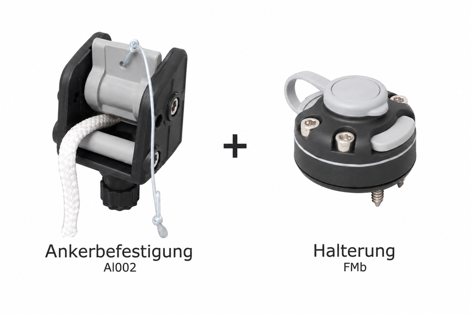 Set: Fasten Ankerbefestigung + Halterung [Runde Basis] für Holz, Alu & Gfk