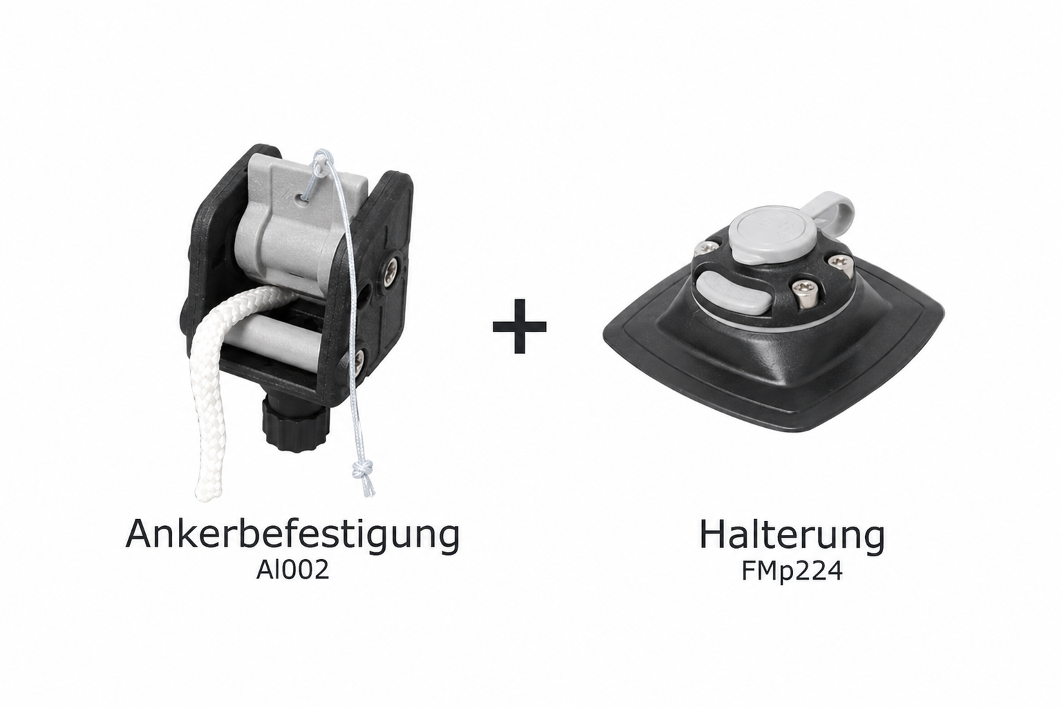 Set: Fasten-Ankerbefestigung + Halterung [PVC Basis] (110 mm x 110 mm), PVC-Schlauchboot