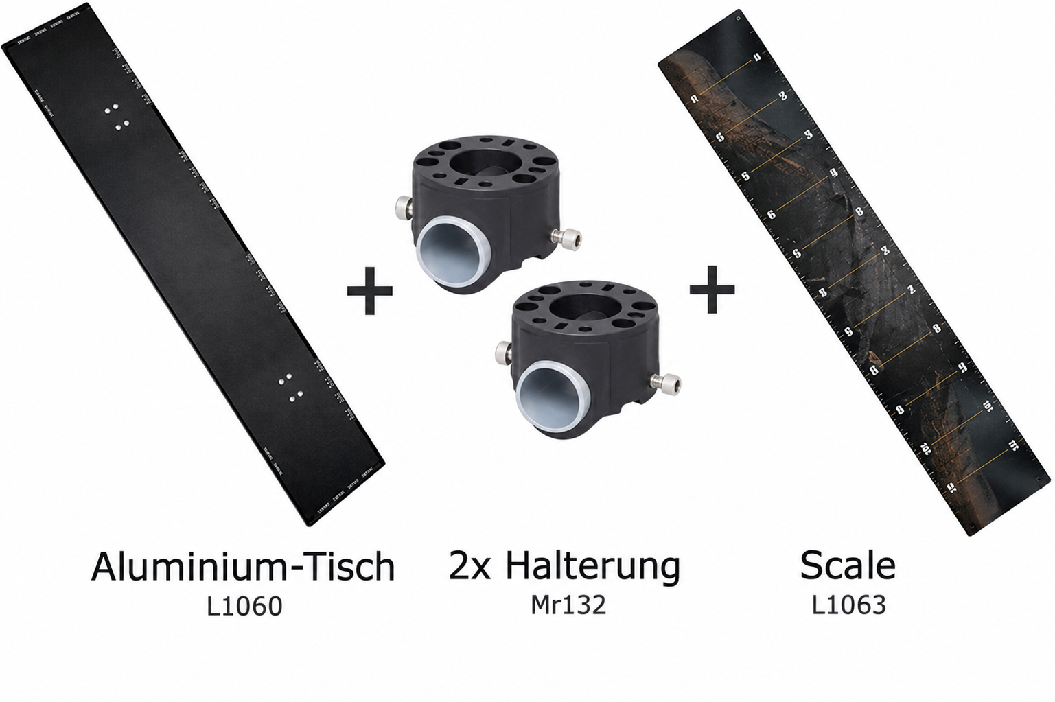 Set: Fronttisch Bellyboat (1200x200mm) + 2x Rohrhalter (Ø30/32mm) + PVC Maßband