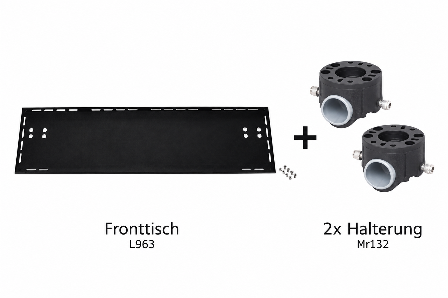 Set: Fronttisch für Bellyboot (800x200mm) + 2x Rohrhalter (Ø30/32mm) Rundrohr
