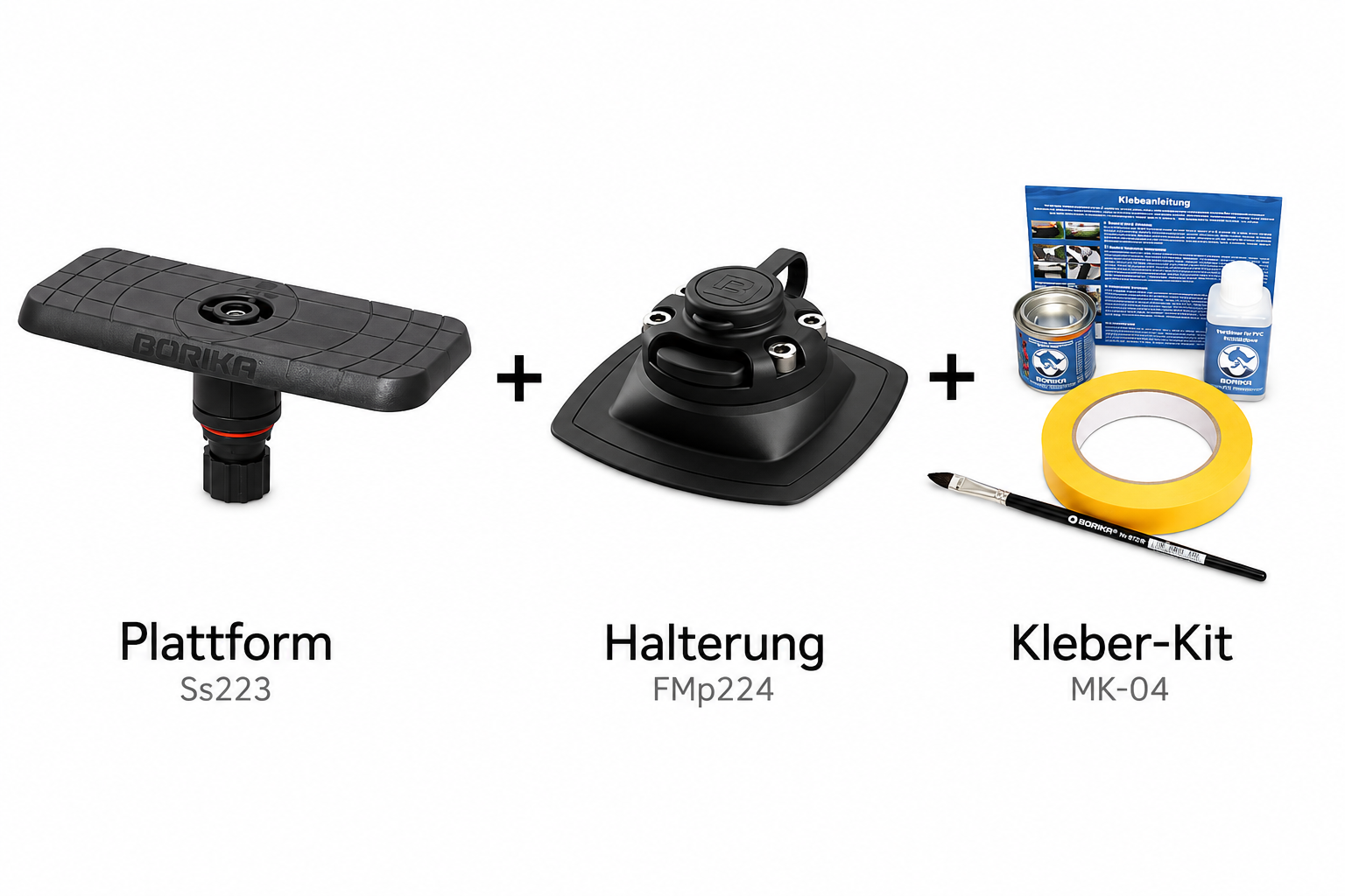 Set: Fasten Plattform (164x68mm) + Halterung [PVC Basis] (110x110mm) + Kleber