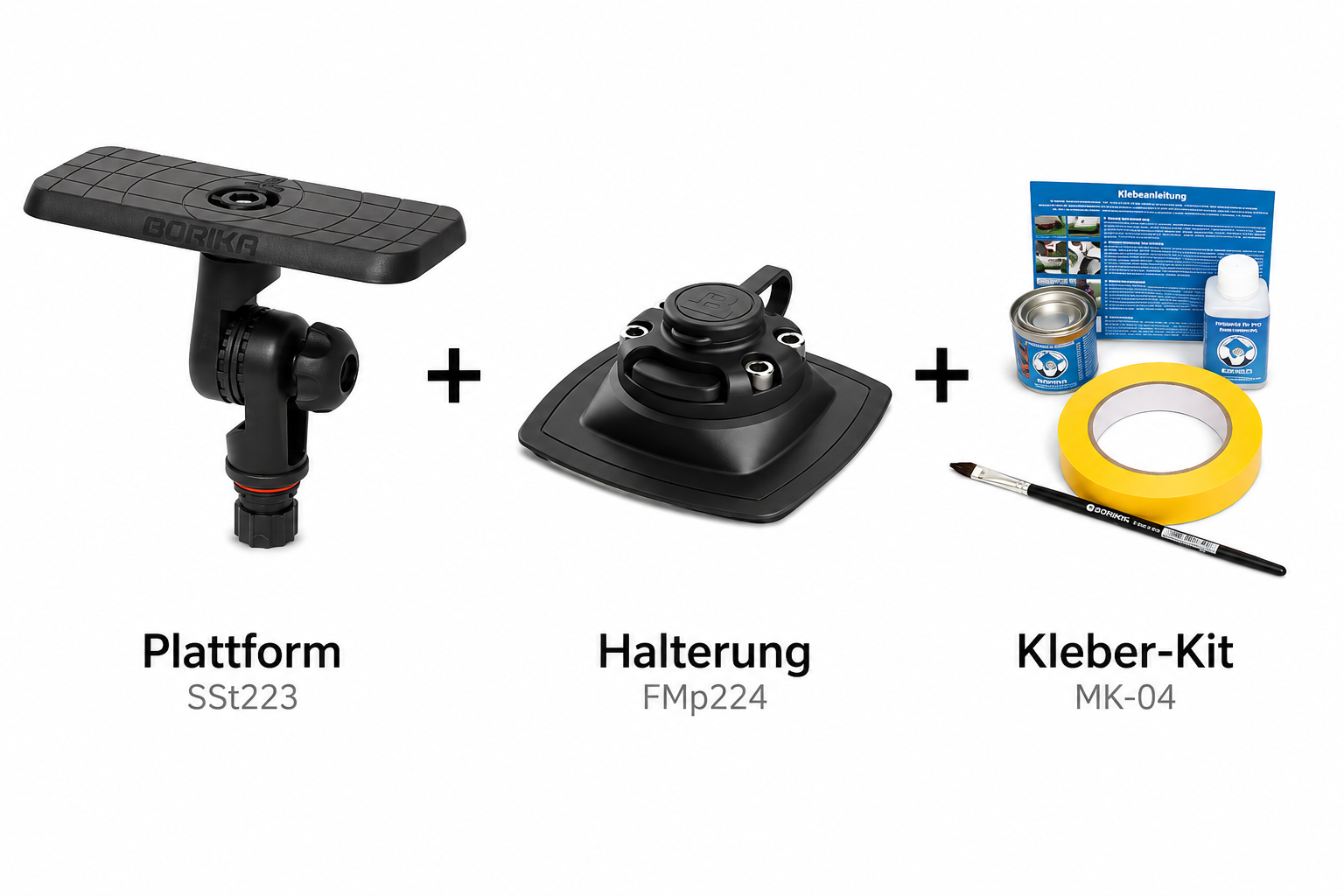 Set: Fasten Plattform (164x68mm) + Halterung [PVC Basis] + Kleber, neigbar