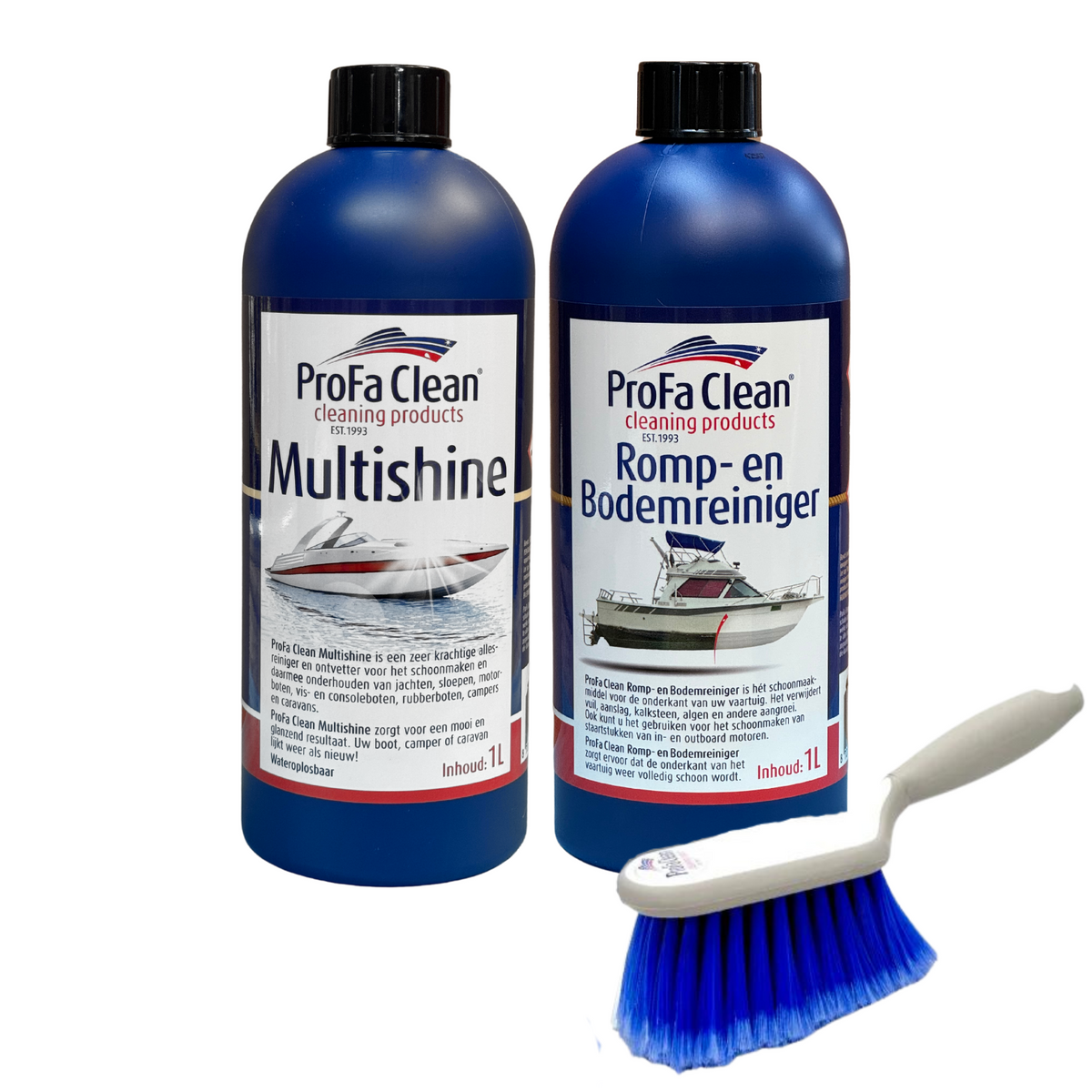 ProFa Clean Bootsreinigungsset mit Handbürste – 2 × 1 L – Produktansicht 1