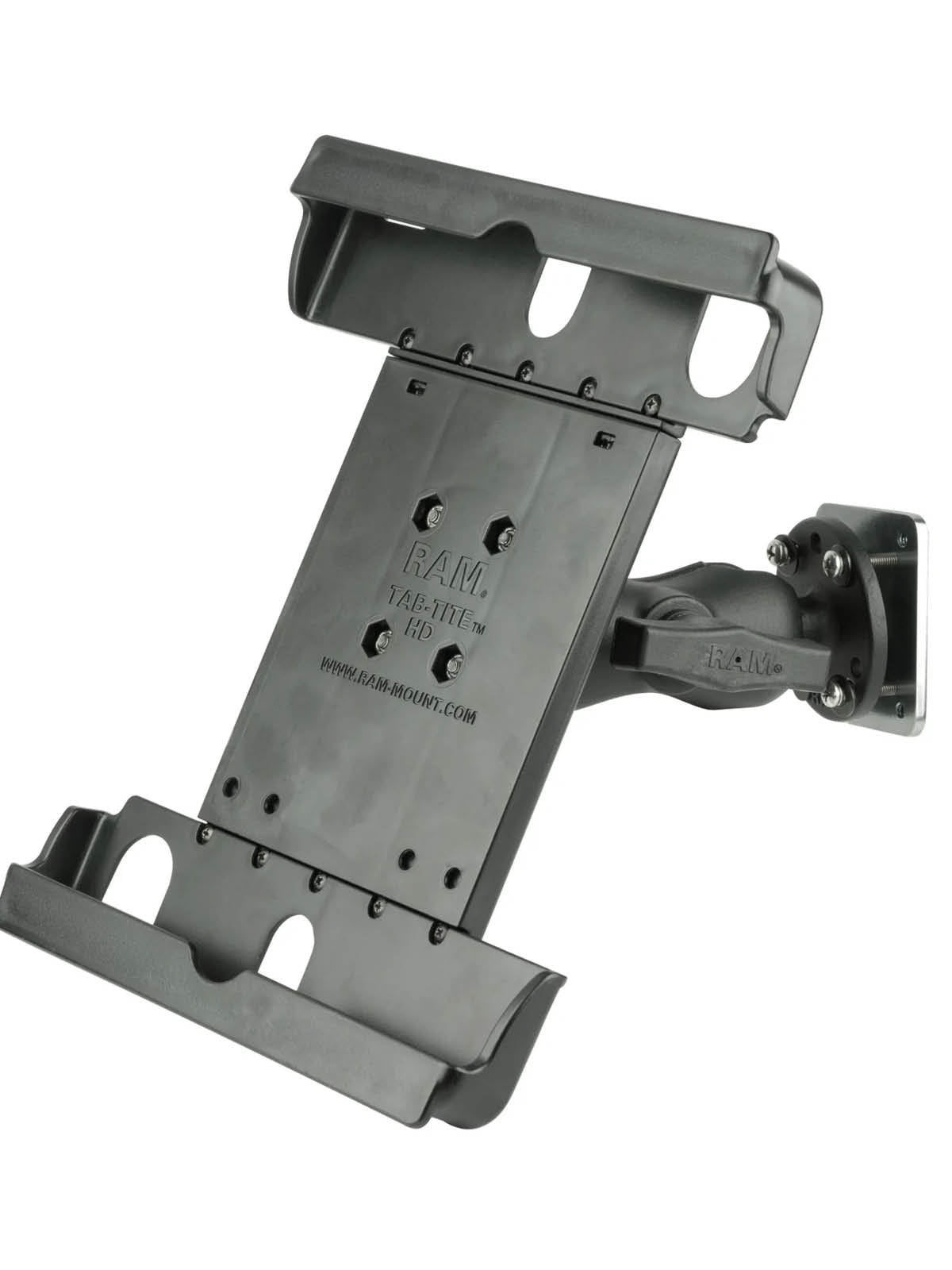 RAM Mounts Tablet-Halterung für 9-10,5 Zoll Tablets inkl. Gegenplatte - C-Kugel (1,5 Zoll), Tab-Tite Halteschale, kurzer Verbindungsarm – Produktansicht