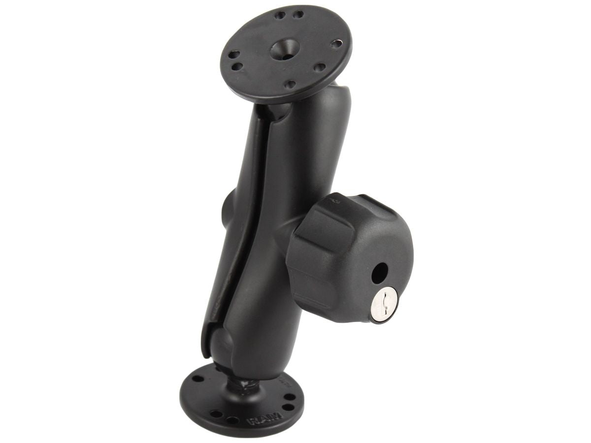 RAM Mounts Aufbau-Set - 2x runde Basisplatte (AMPS), mittlerer Verbindungsarm mit Schloß, C-Kugel (1,5 Zoll), im Polybeutel – Produktansicht