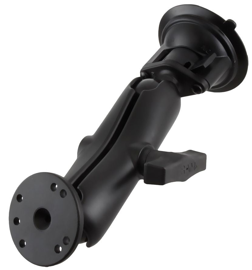 RAM Mounts Saugfuss-Set mit AMPS-Anbindung - mittlerer Verbindungsarm, Diamond (Trapez)- u. runde Basisplatte, C-Kugel (1,5 Zoll), im Polybeutel – Produktansicht