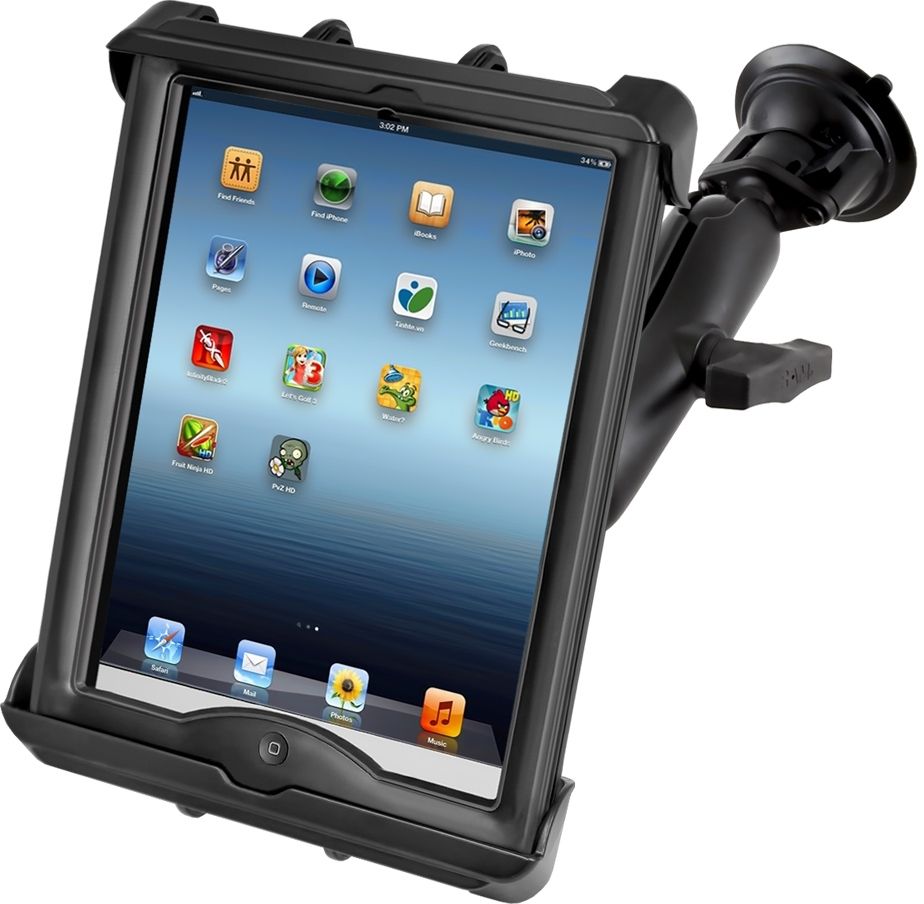 RAM Mounts Saugfuss-Halterung für 10 Zoll Tablets - mittlerer Verbindungsarm, Diamond-Basisplatte (Trapez), runde Basisplatte, Tab-Tite Halteschale C-Kugel (1,5 Zoll) – Produktansicht