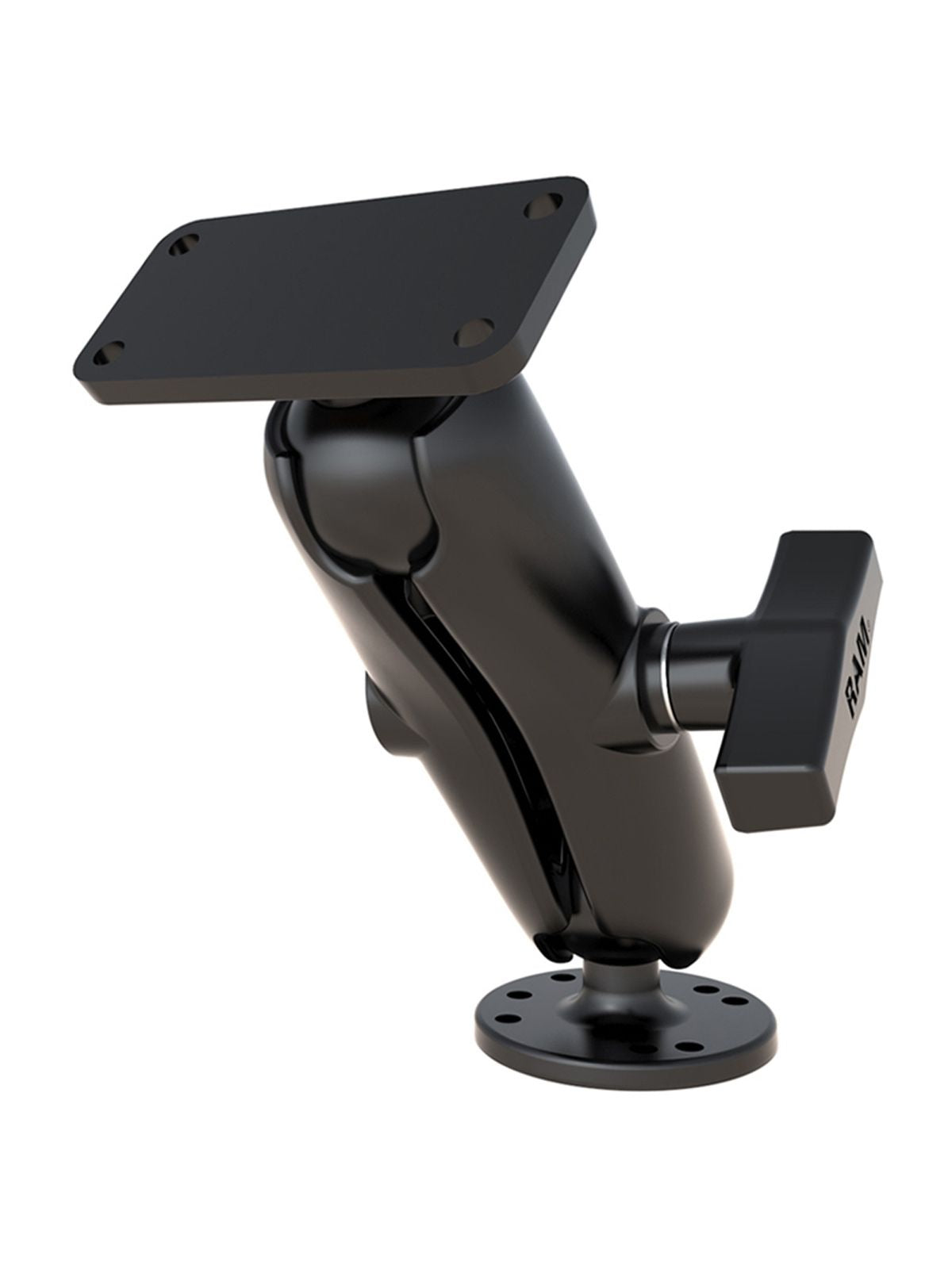 RAM Mounts Aufbau-Set für Humminbird Helix 5 - runde Basisplatte (AMPS), mittlerer Verbindungsarm, rechteckige Basisplatte (1,5 x 3 Zoll), C-Kugel (1,5 Zoll)