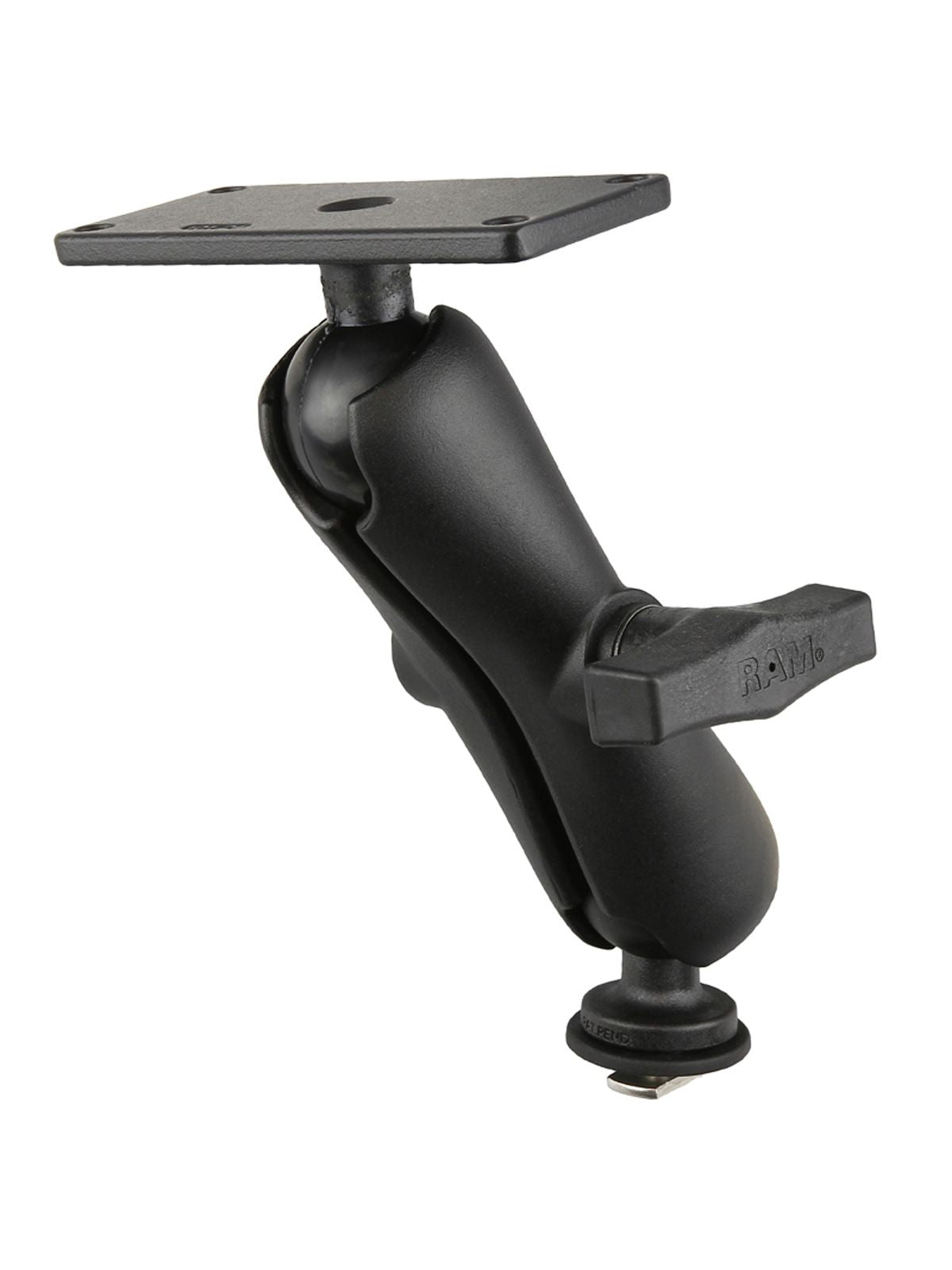 RAM Mounts Set für Tough-Track Schienen - Kugel mit T-Slot, mittlerer Verbindungsarm, Adapterplatte (2x4 Zoll), C-Kugel (1,5 Zoll), im Polybeutel – Produktansicht