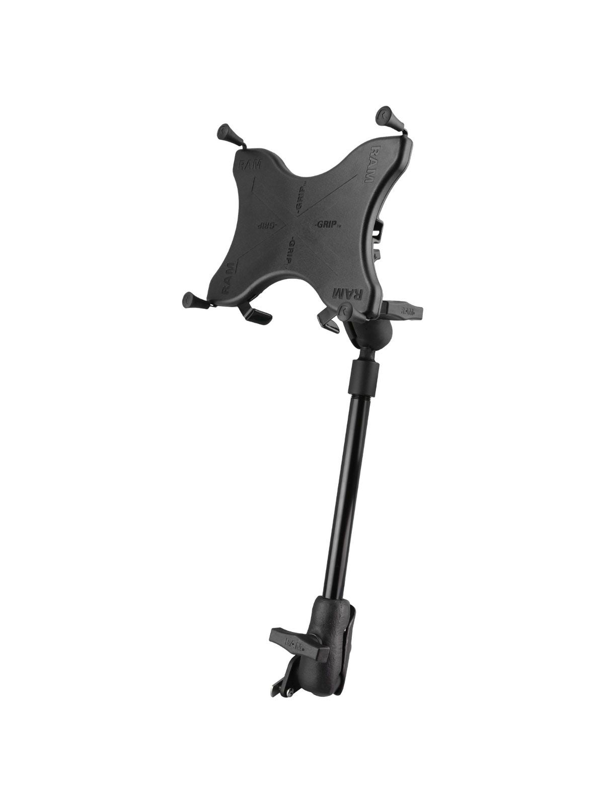 RAM Mounts X-Grip Tablet-Halterung (9-11 Zoll) für Rollstühle (Sitzschienen) - Runde Basisplatte - Mittlerer Verbindungsarm - RAM Pipe Verlängerung (ca. 400 mm Länge) - Trapez-Adapter Basiskugel - B-Kugel (1 Zoll) – Produktansicht