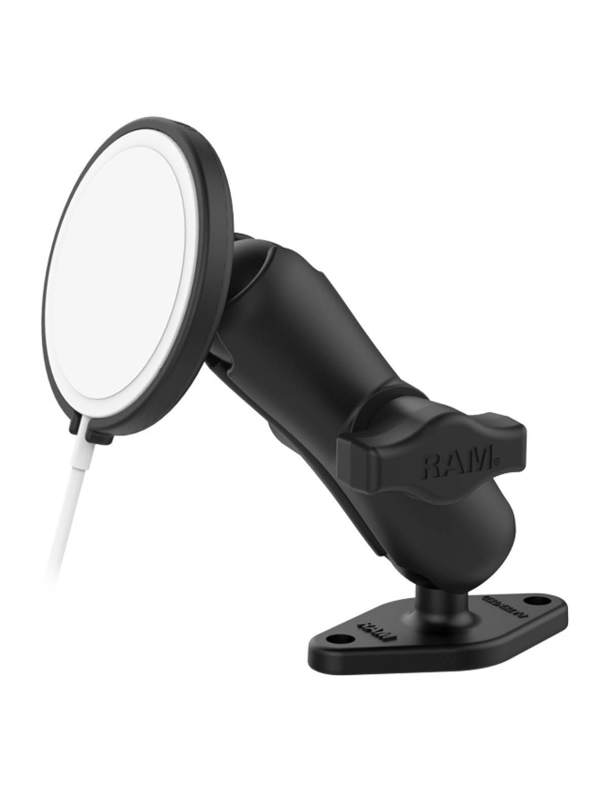 RAM Mounts Aufbau-Set für Apple MagSafe (15W) - B-Kugel (1 Zoll) - Diamond (Trapez) Basisplatte (2-Loch AMPS) - Mittlerer Verbindungsarm (ca. 94,74 mm) - MagSafe Adapter Platte – Produktansicht