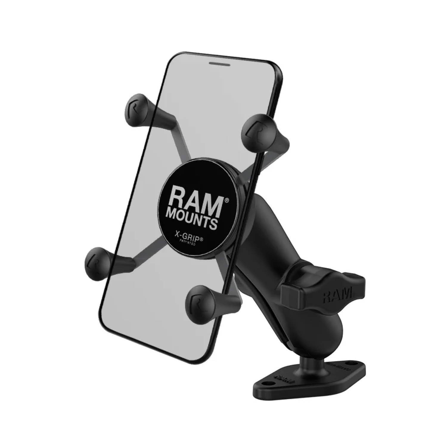 RAM Mounts X-Grip Aufbauhalterung für Smartphones - Bis 82,55 mm Breite - Mittlerer Verbindungsarm - Diamond-Basisplatte (Trapez) - B-Kugel (1 Zoll) - Schrauben-Set – Produktansicht