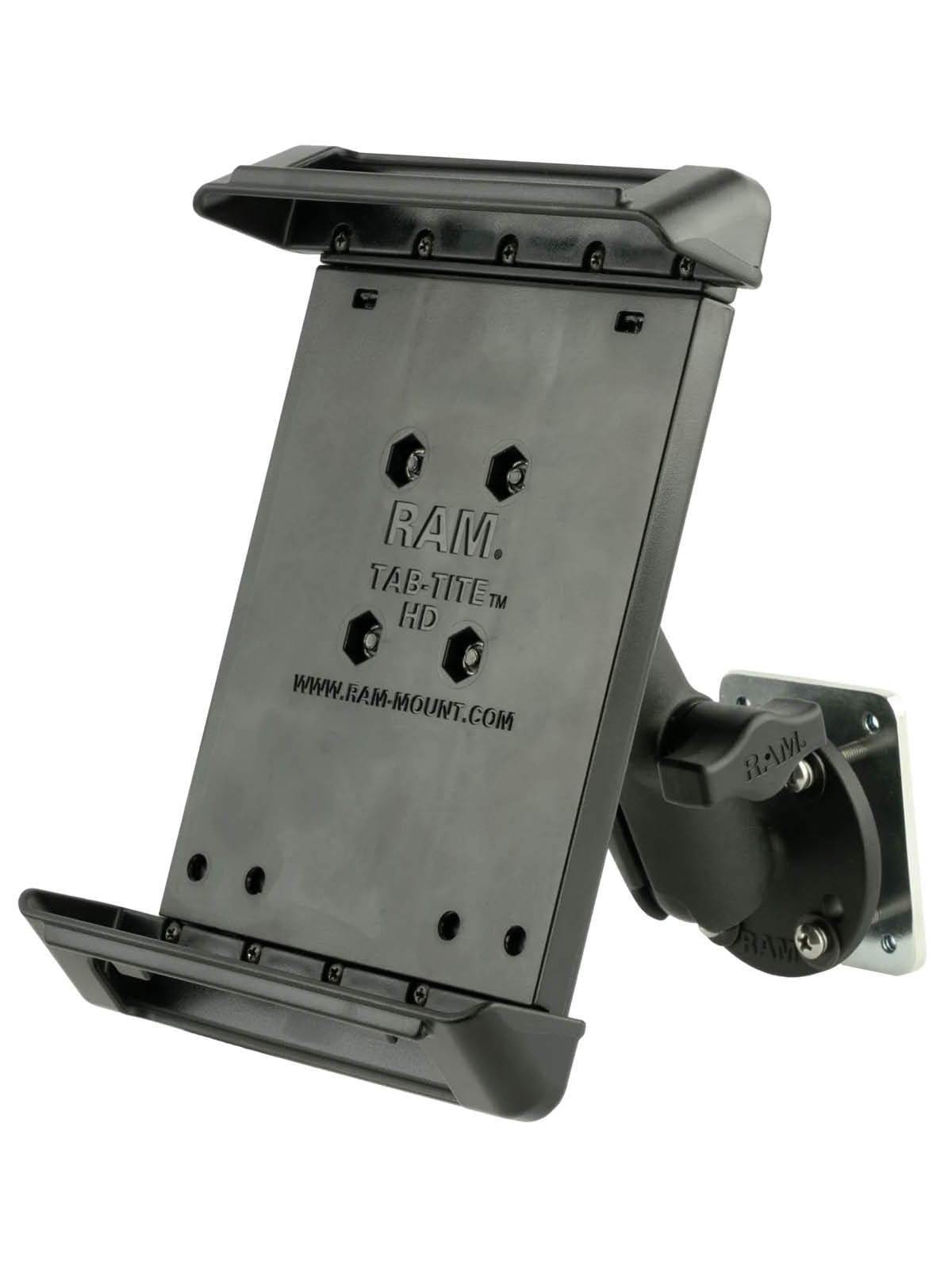 RAM Mounts Aufbau-Set mit Tab-Tite Halterung für 7-8 Zoll Tablets - B-Kugel (1 Zoll) - 2x Runde Basisplatte - Mittlerer Verbindungsarm (ca. 94,74 mm) - 1x Gegenplatte – Produktansicht