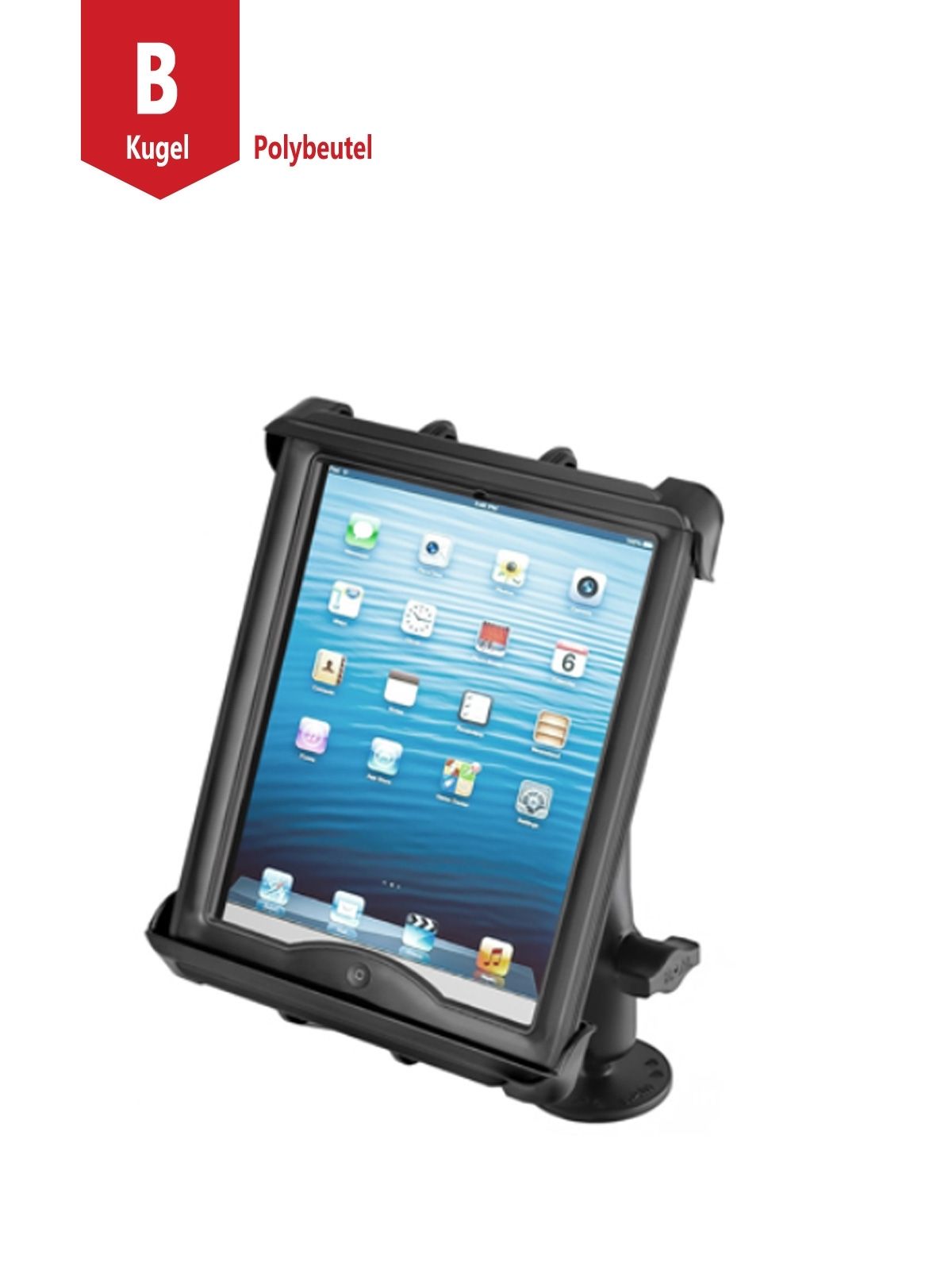 RAM Mounts Tab-Tite Universalhalterung-Set für 10 Zoll Tablets mit Schutzhülle - B-Kugel (1 Zoll) - 2x Runde Basisplatten (AMPS) - Mittlerer Verbindungsarm (ca. 94,74 mm) - Schrauben-Set – Produktansicht