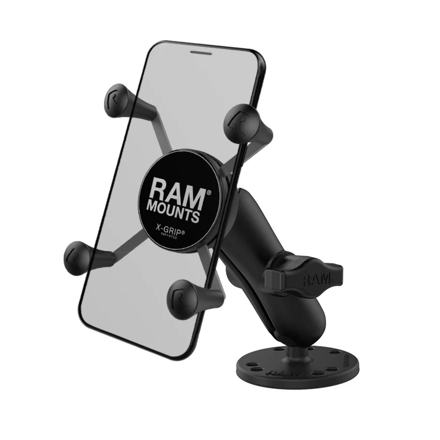 RAM Mounts X-Grip Aufbauhalterung für Smartphones - Bis 82,55 mm Breite - Mittlerer Verbindungsarm - Runde Basisplatte (AMPS) - B-Kugel (1 Zoll) – Produktansicht