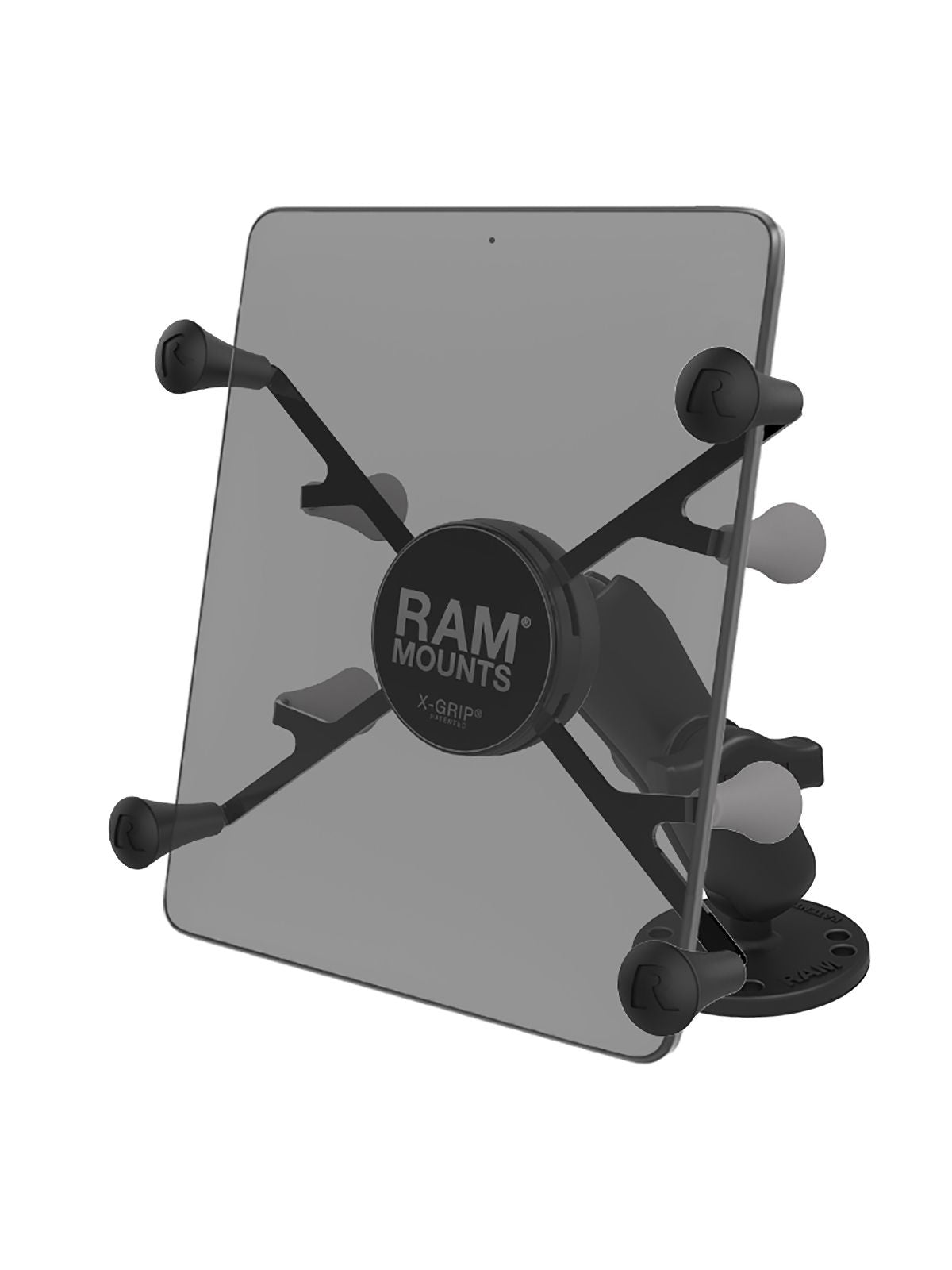 RAM Mounts X-Grip Aufbauhalterung für 7-8 Zoll Tablets - Mittlerer Verbindungsarm - Runde Basisplatte (AMPS) - B-Kugel (1 Zoll) – Produktansicht